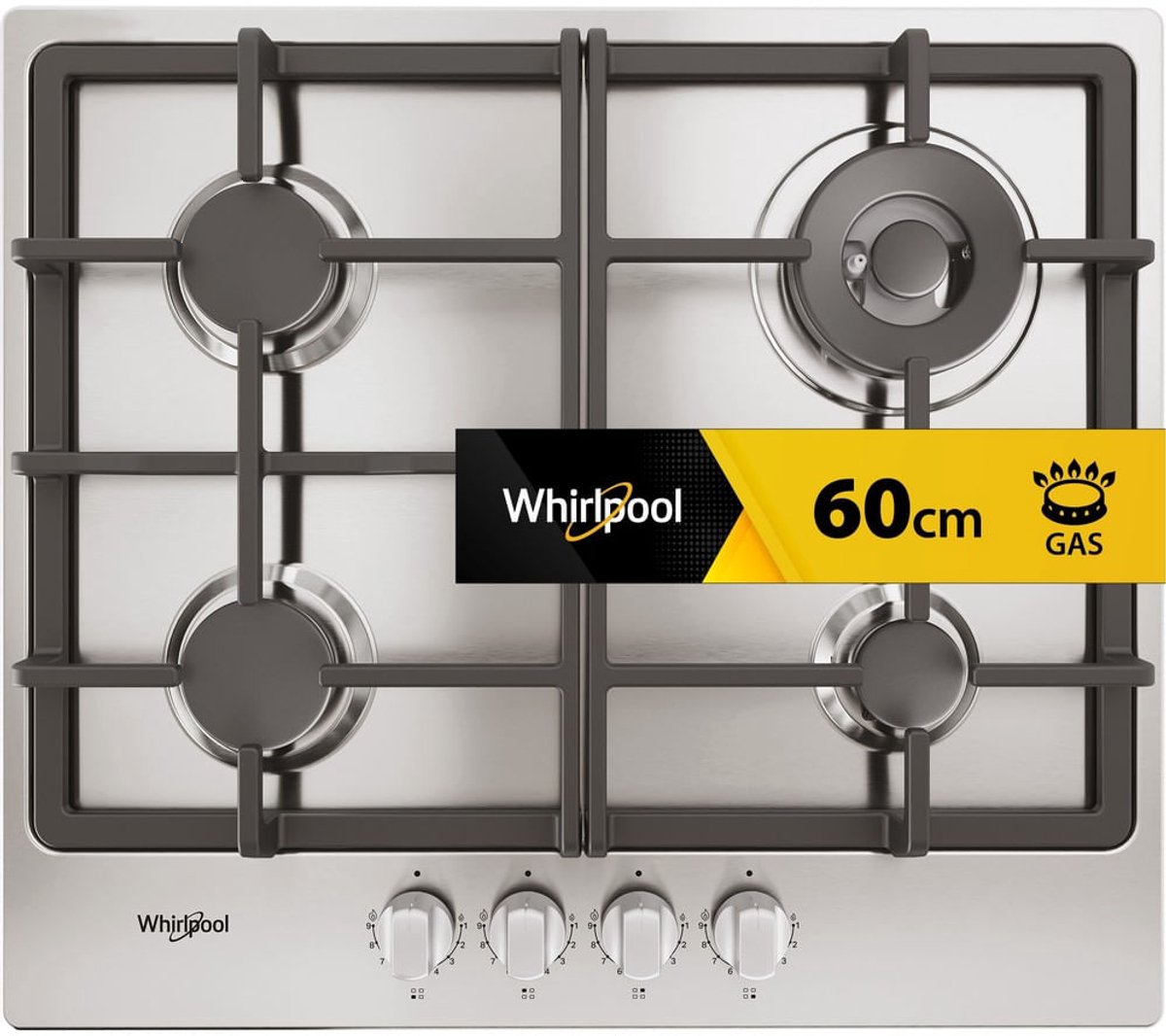 Whirlpool TGML 661 IX R Roestvrijstaal Ingebouwd 58 cm Gaskookplaat 4 zone(s)