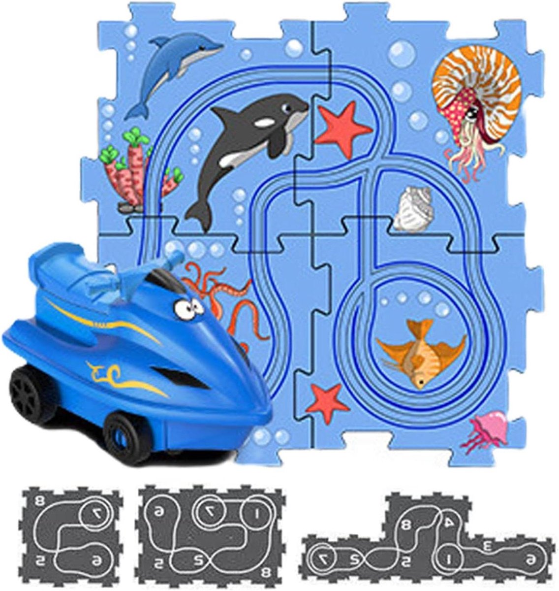 Puzzelbaan Autoset - Racebaan Spel - Creatief Spelen - Eigen Baan Ontwerpen - 24x16x6 cm - Multicolor