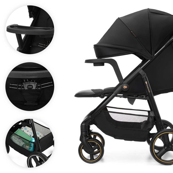 Kinderkraft TRIG 3 TRAY - Buggy - Tray voor snacks & beker - Tot 25 kg totaal (22+3) - Eénhandig CLICK & FOLD inklappen - Zwart van Kinderkraft — afbeelding 4