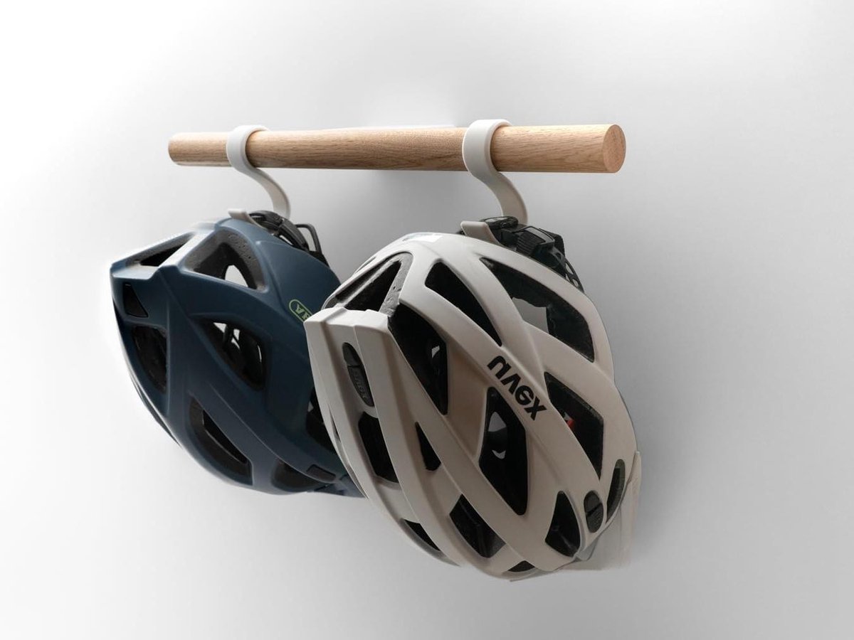 Fietshelm Wandhouder - Helm Ophangen - Helm Opbergen - Massief Eikenhout - 45 cm Lengte - Natuurlijk Eiken