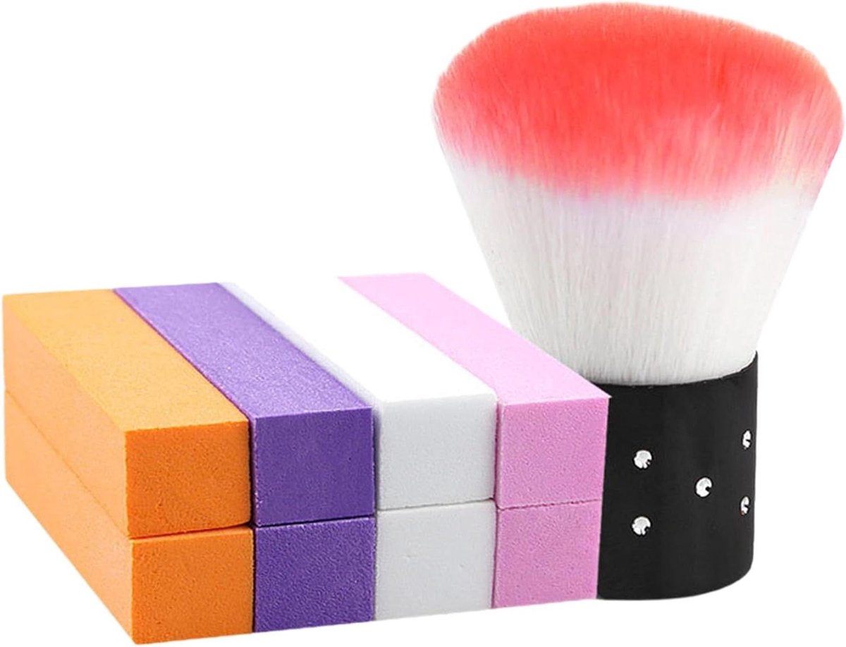 Nagel Buffer Blokken Set - Nagelvijl Buffer - Nagels Vormen - Inclusief Reinigingsborstel - 8 Stuks - Gekleurd