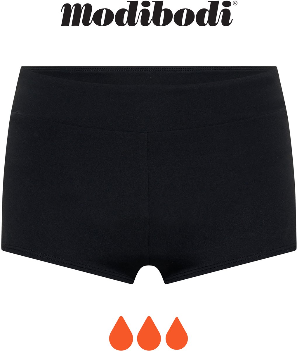 Modibodi Menstruatie Zwemkleding Super Absorberend Bikinibroekje Dames Hoge Taille Bikinishort Super Zwart 38