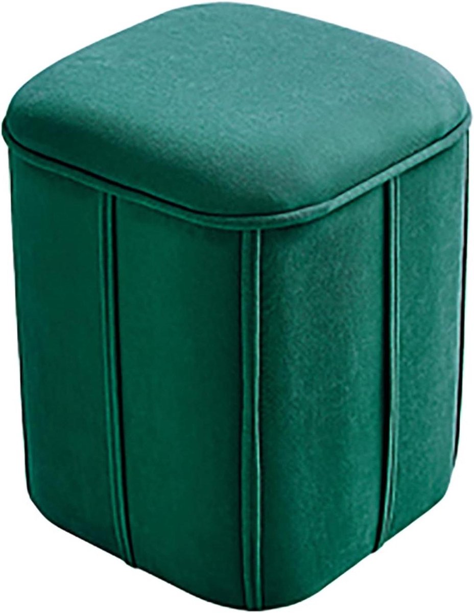 Opbergpoef - Zitbank krukje - Woonkamer organiseren - Fluwelen bekleding - 32x32x37 cm - Groen