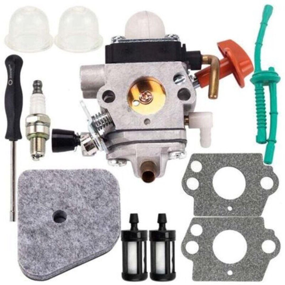 Carburateurrevisieset geschikt voor Stihl FS87 FS90 FS100 FS110 FS130 HL95 HL100 HT100 HT101 KM90 KM100 KM110 SP90, onderdeelnummer 4180-120-0610, inclusief luchtfilter en H274 schroevendraaier.