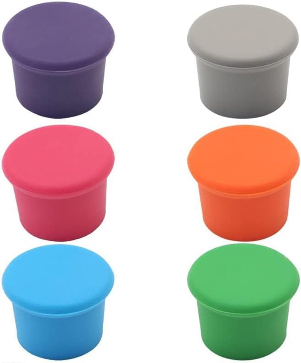 Set van 6 siliconen wijnflesdoppen - bierflesstoppers, lekvrije pluggen