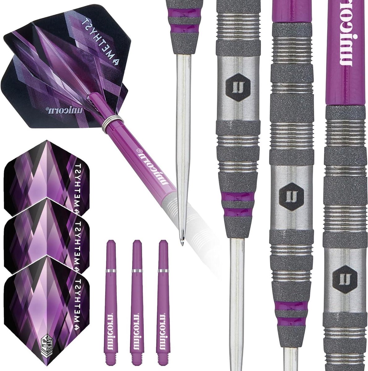 Stalen Darts Set - Dartpijlen - Precisie Werpen - 90% Wolfraam Vaten - 19 gram - Paars