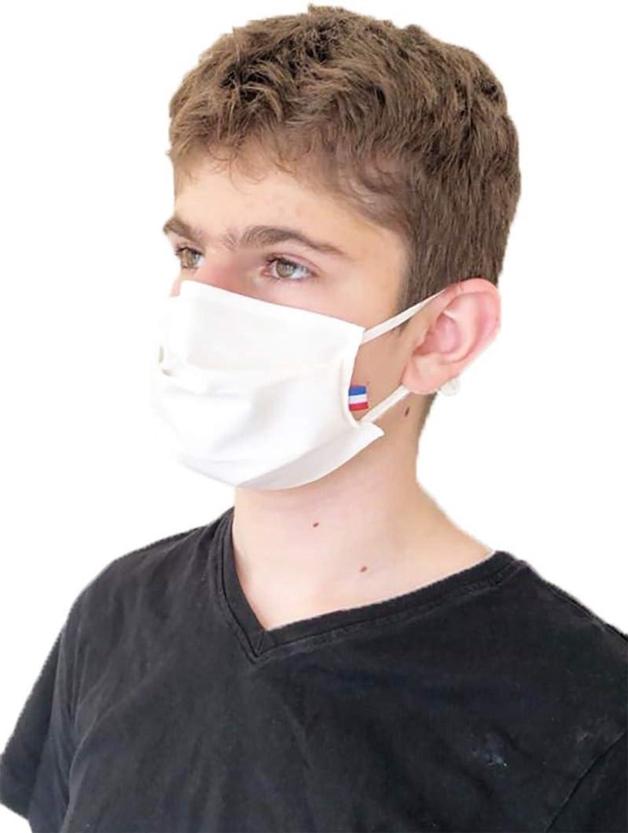 Beschermmasker Kind - Wasbaar Mondkapje - Dagelijkse Bescherming - Getest voor 50 wasbeurten - 7.5 x 15.5 cm - Wit