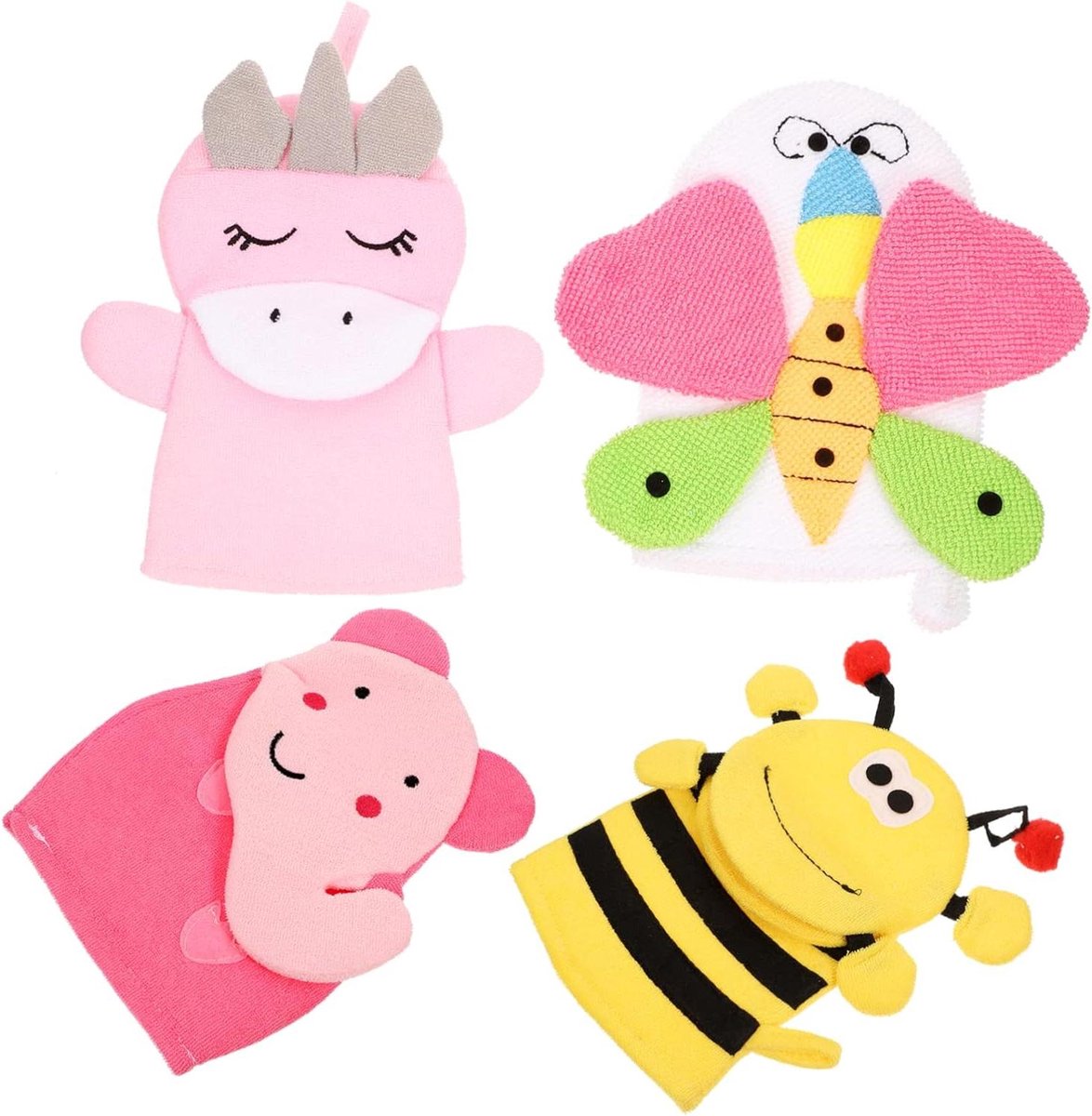 Kinder Badhandschoenen - Washandjes Baby - Huid Reinigen - Cartoon Vorm - 20 x 18 cm - Ass