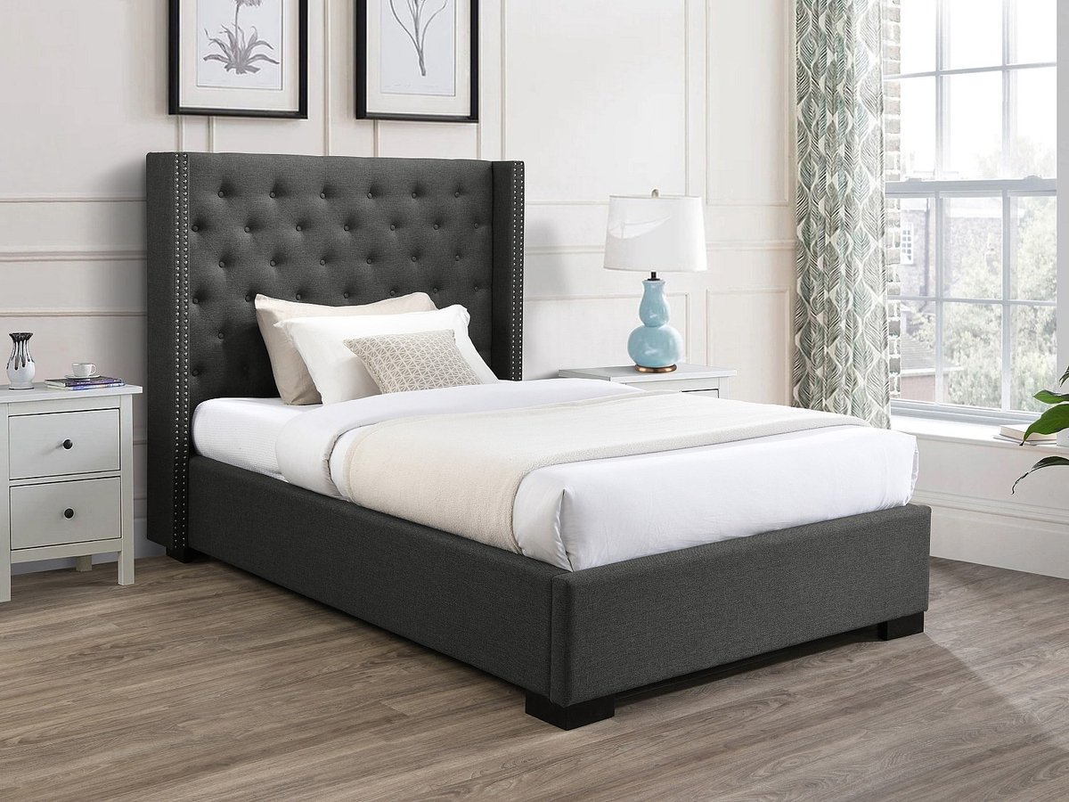 Vente-unique Bedframe stof grijs