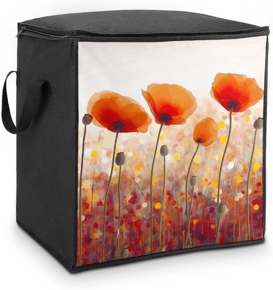 Opbergzakken - Kledingzakken Quiltzakken - Kleding Opbergen - Transparant Venster - 49 cm - Rode Papaver Bloemen