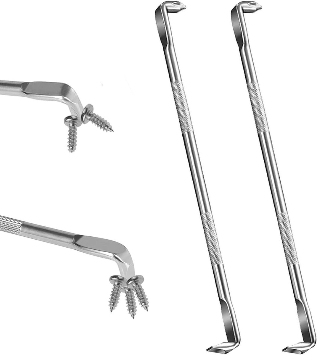 Dubbele Kopschroevendraaiers - Haakse Schroevendraaier Set - Klusjes in Huis - Z-Type 90 Graden Design - 180 mm - Zilver