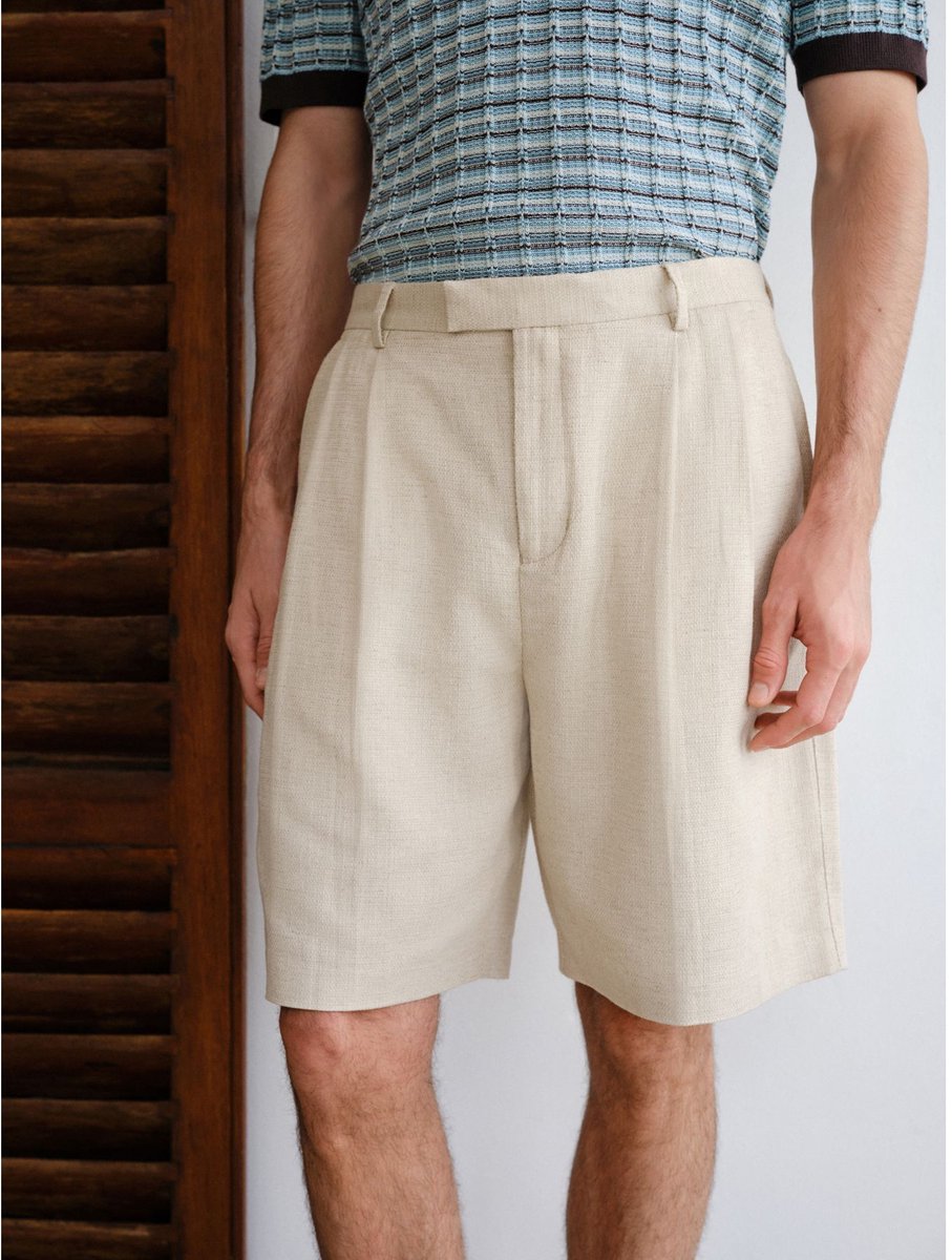 Next - Heren - Getextureerde chinoshorts - Naturel