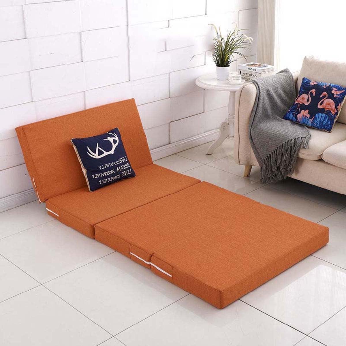 Opvouwbare Matras - Gast Matras Vouwmatras - Tijdelijke Slaapplaats - Schuim met Hoge Dichtheid - 80x200x8cm - Oranje