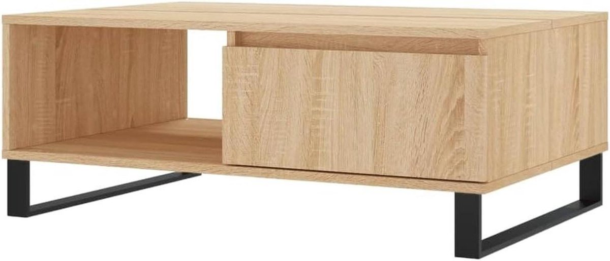 Koffietafel - Salontafel - Woonkamer Decoratie - Met Opbergruimte - 90x60x35 cm - Sonoma Oak