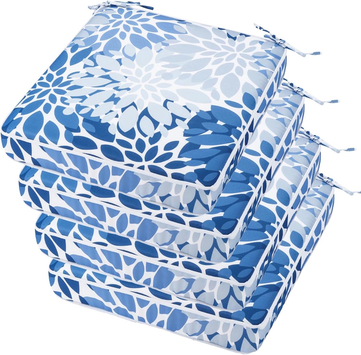 Tuinkussen Set - Buitenstoel Kussens - Terras Meubilair - Waterafstotend met Rits - 47 x 45cm - Blauw Grijs