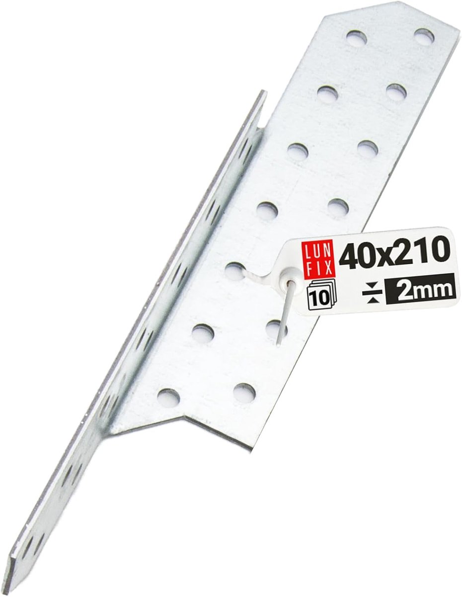 Sparrenpettenanker Verzinkt - Balkverbinder Hoekverbinder - Dakstabiliteit Versterken - Heavy Duty Links Uitvoering - 40 x 210 mm - Zilver