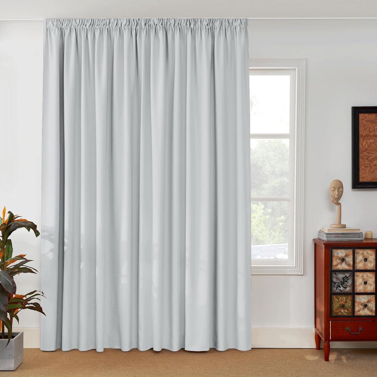 Verduisterende Gordijnen - Isolerende Gordijnen - Slaapkamer Inrichting - Drievoudige Weeftechniek - 200x245cm - Grijs Wit
