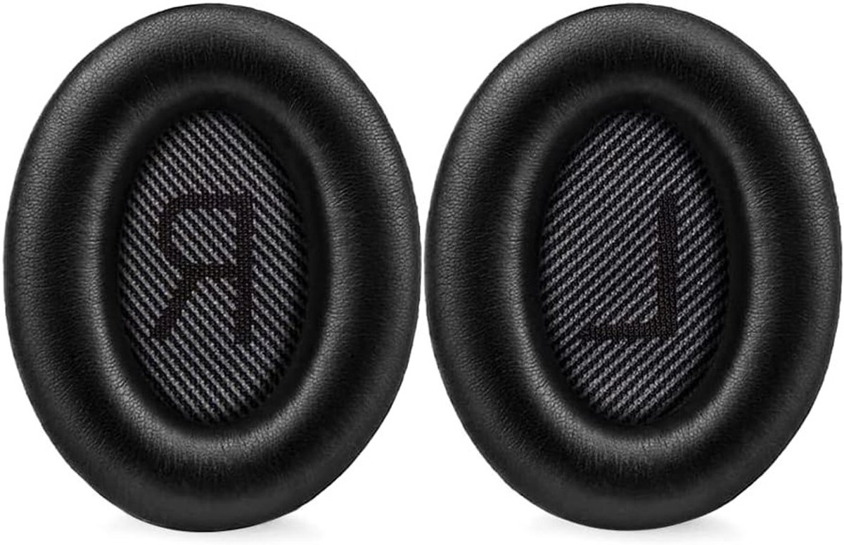 Professionele Vervangende Oorkussens voor Bose QuietComfort QC35/QC35 II, Visco-Elastic Schuim en Leer, Zwart (1 Paar)