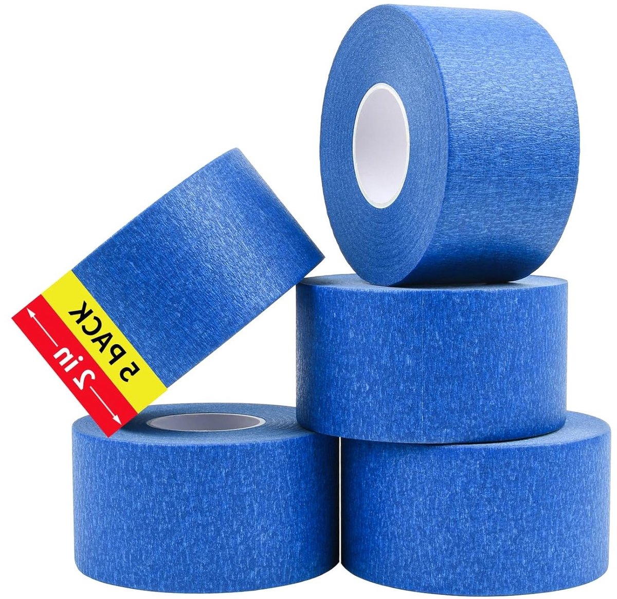 5 Rollen Maskertape, 5 cm Breed, Blauw, Zelfklevende Verf Tape voor Schilderwerk, Knutselen en Schoolbenodigdheden, Ideaal voor Randafwerking en Muren, Totaal 275 Meter