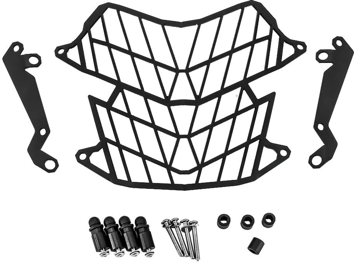 aladdien - Motorfiets Koplamprooster Beschermhoes - Aluminium - Eenvoudige installatie - Zwart - Koplamp bescherming - Geschikt voor Ya-ma-ha Tenere...