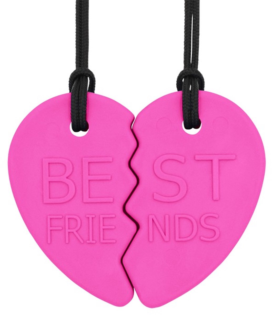 ARK Therapeutic kauwsieraad split hart set voor beste vrienden - roze.