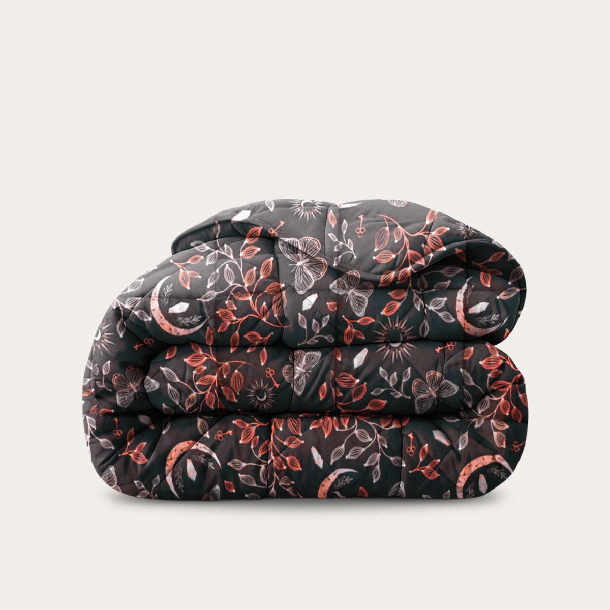 HappyBed Dekbed zonder overtrek 200x220 - Bedrukt dekbed zonder hoes - Hoesloos Dekbed met Print - Wasbaar - Tweepersoonsdekbed - Twilight ruby