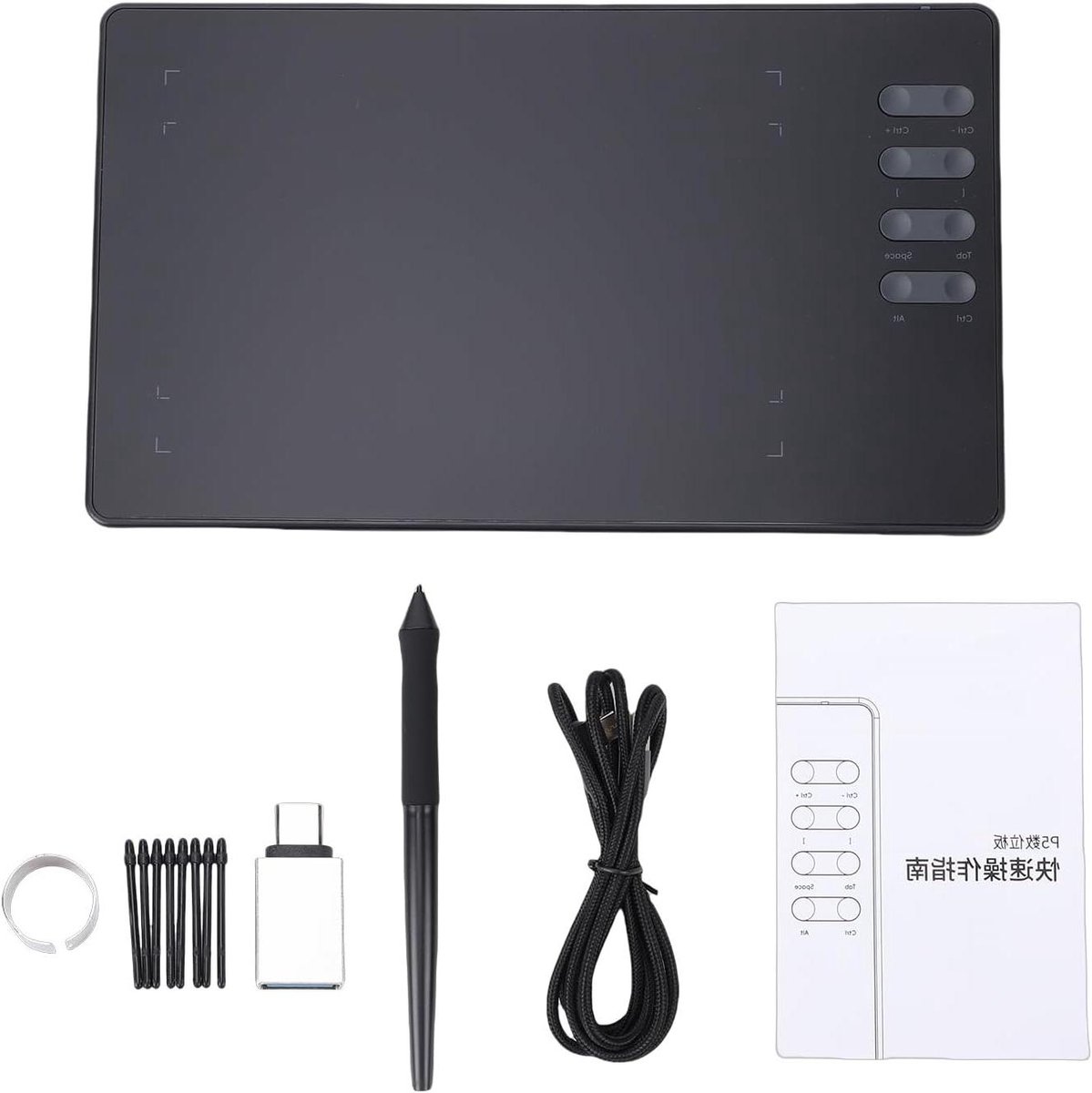 Digitaal Tekentablet - Grafisch Tablet Tekenen - Digitale Kunst Maken - 16384 Drukgevoeligheid Niveaus - 768x48 Inch - Zwart