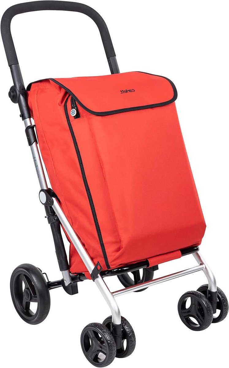 Boodschappentrolley - Winkelwagen Opvouwbaar - Boodschappen Doen - Met Koeltas - 58 L - Rood