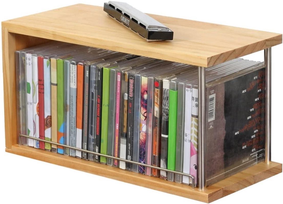 CD-rek Stapelbaar - DVD-lade Opberger - Media Opslag - Open Ontwerp - 33x17x15cm - Hout
