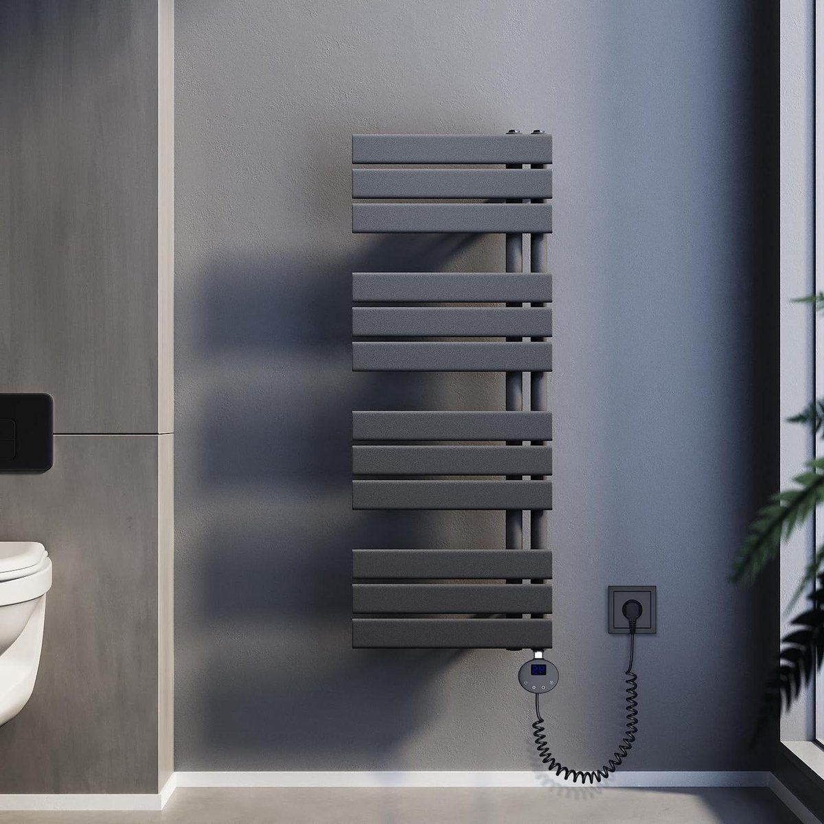 Elektrische Handdoekradiator - Handdoekwarmer Badkamer - Handdoeken Drogen - Met Thermostaat - 1040 x 400 mm - Antraciet