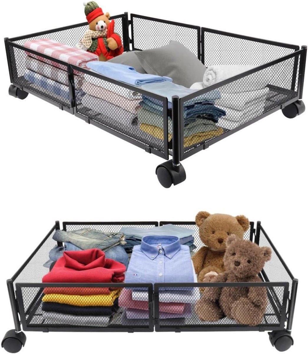 Onderbed Opbergbox - Ladebak Dekbedden - Ruimte Besparen - Met Wielen - 60 x 40 x 17 cm - Zwart