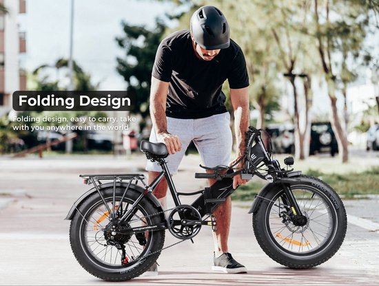 SAMEBIKE LOTDM200-II Elektrische Fatbike - 20*4 Inch - 48V 13Ah - 90KM Bereik - NFC LCD Display - 250W Motor - Dubbel Vouwbaar - Zwart van Merkloos — afbeelding 5