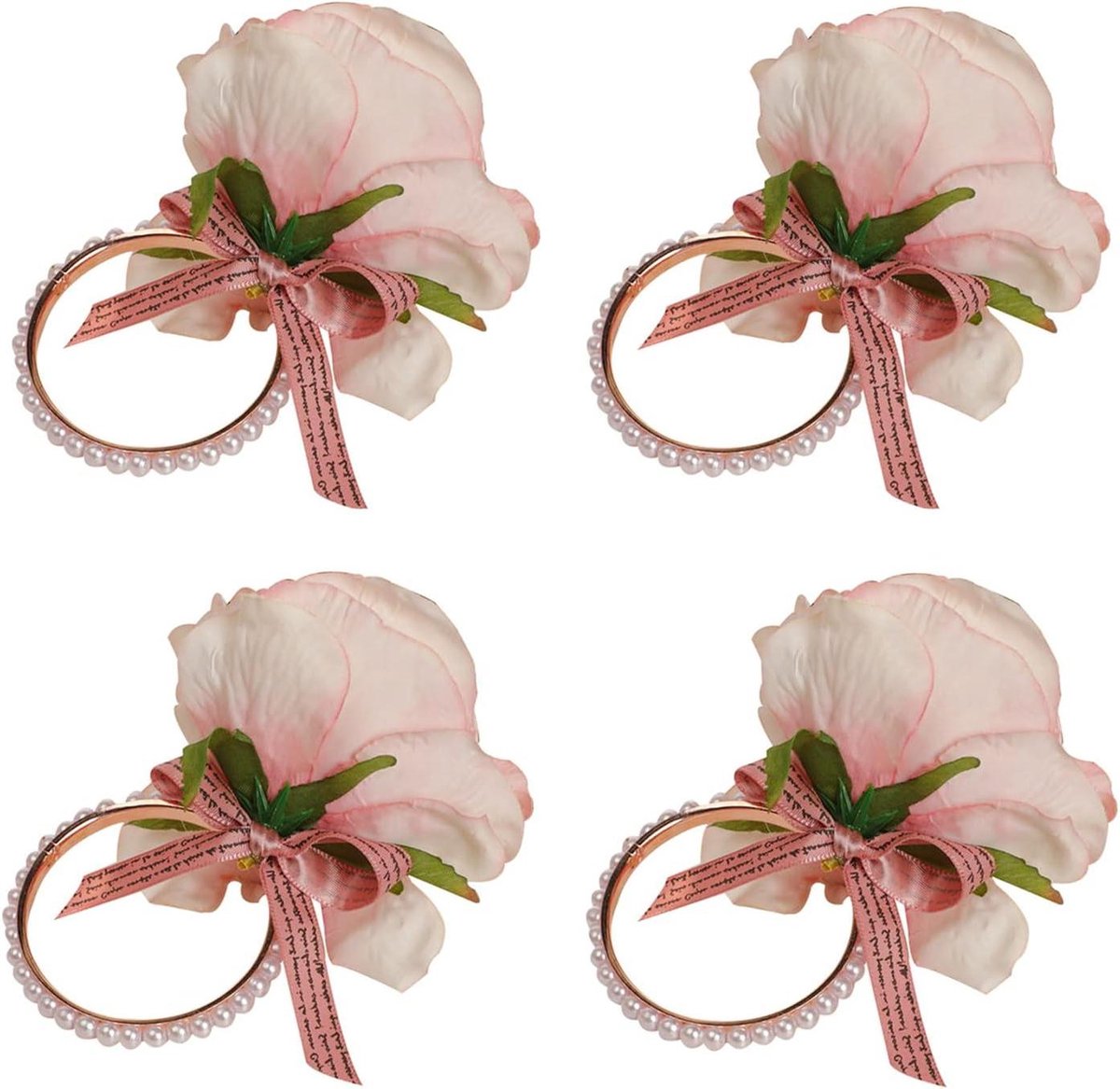 Servetringen Set - Bloem Decoratie - Tafel Dekken - Handwerk Ontwerp - 8 Stuks - Roze