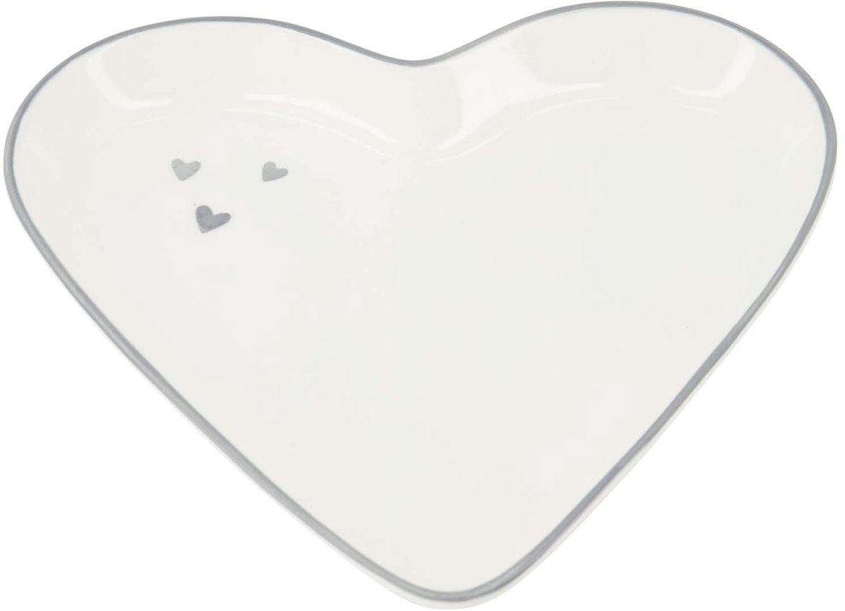 Zusss Heart-Shaped Serving Dish Handpainted Keramiek White / Ash Blue