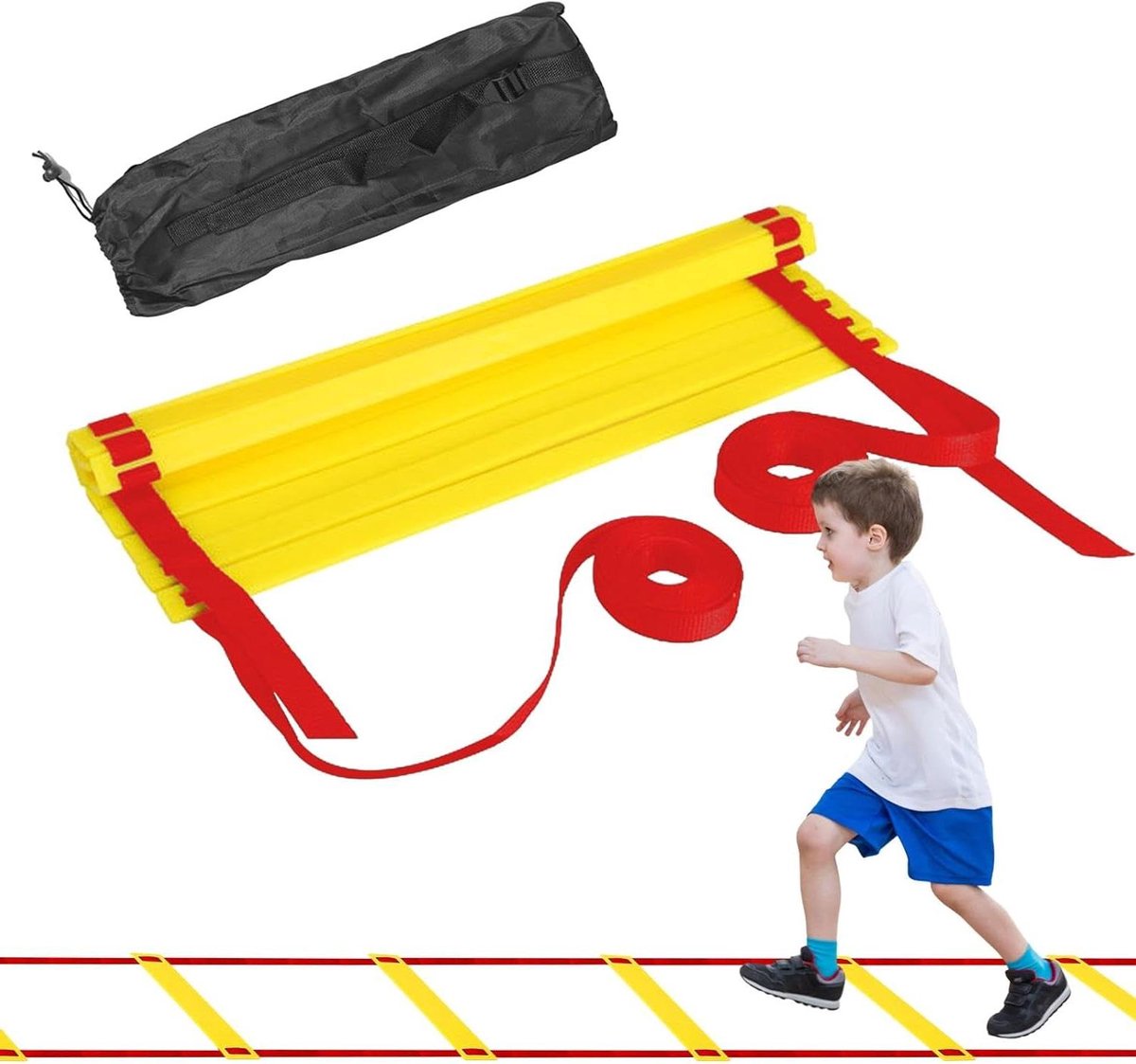 Trainingsladder - Snelheidsladder Behendigheidsladder - Voetbaltraining Verbeteren - Gestroomlijnd Ontwerp - 6 meter - Rood