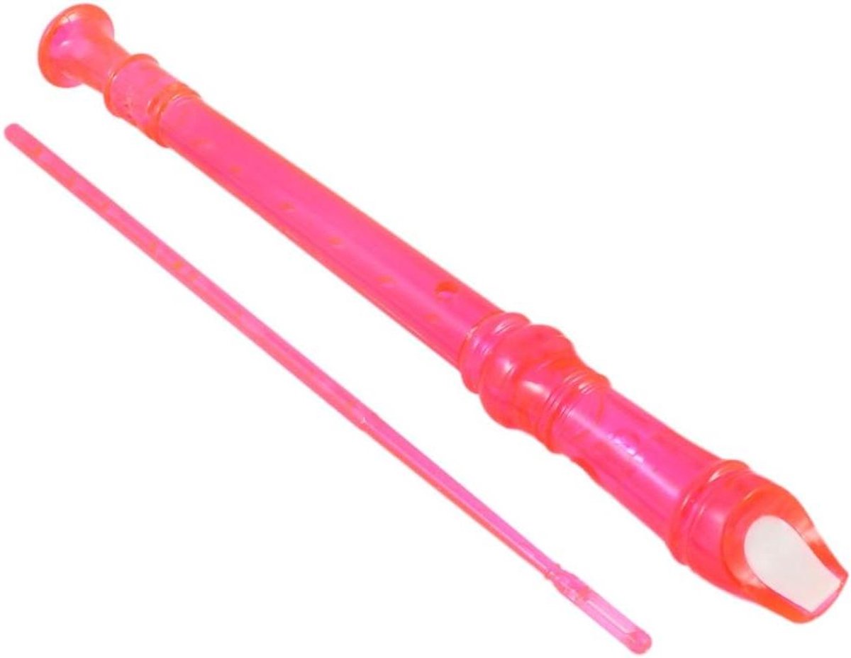 Ruilogod Clear Fuchsia 8 gaten Fluit Recorder Musical Instrument w Cleaning Stick