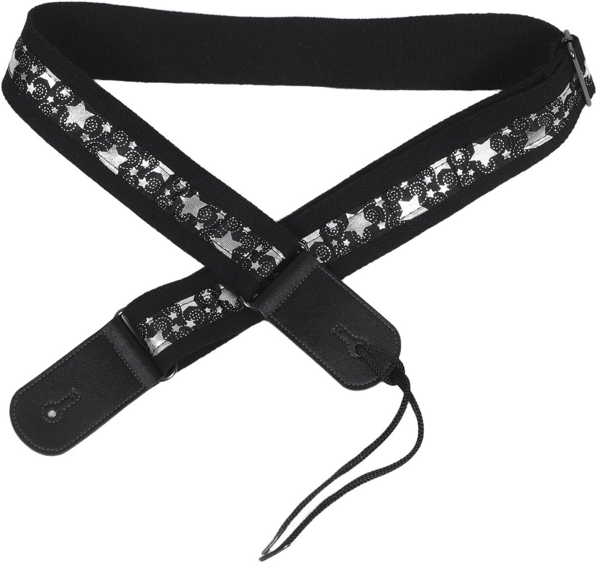 Gitaarband PU Leer - Basgitaarband Schouderriem - Muziek Maken - Sterren Design - 122 cm - Zwart