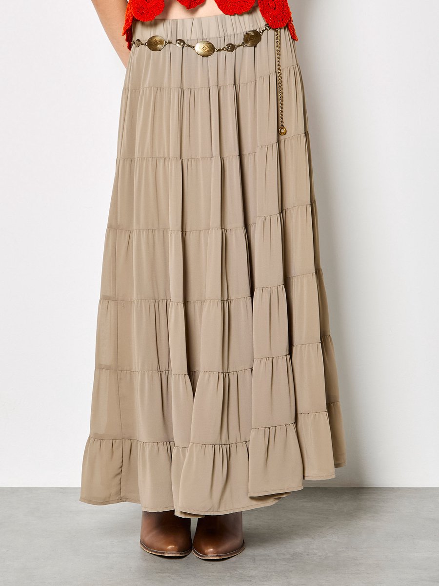 Maxirok van chiffon met lagen