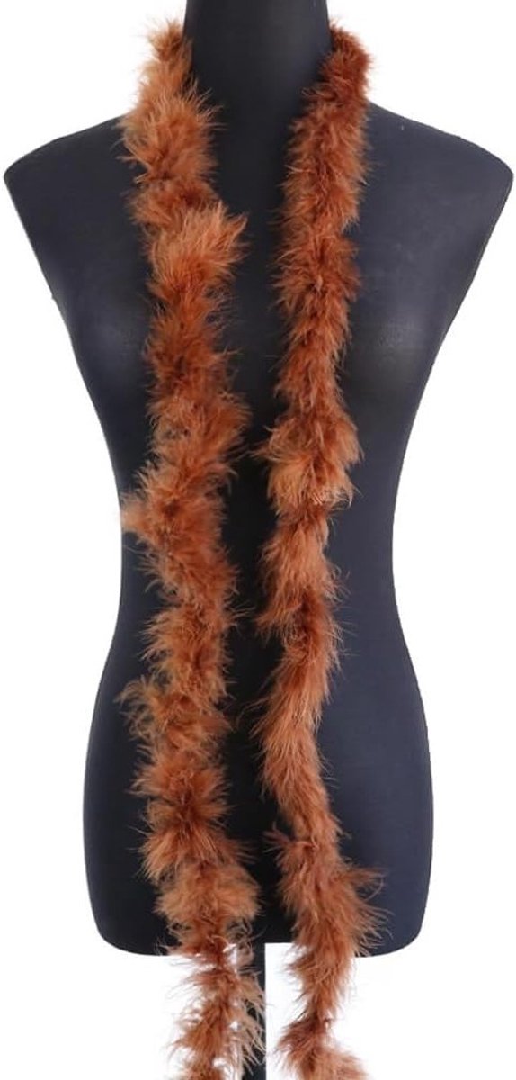 Fluffy Pluche Veren Boa van 1 x 2 m voor Kerstdecoratie, Bruiloften, Feestjes en Kostuums, Ongeveer 10 g, Bruin