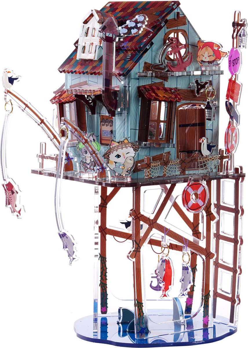 3D Miniatuur Huis Puzzel Kat - Acryl Bouwpakket Decoratie