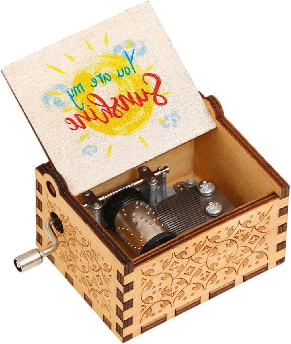 Muziekdoos Handslinger - Houten Doosje - Romantisch Cadeau - Antieke Handgesneden - 64 x 52 x 42 cm - Houtkleur