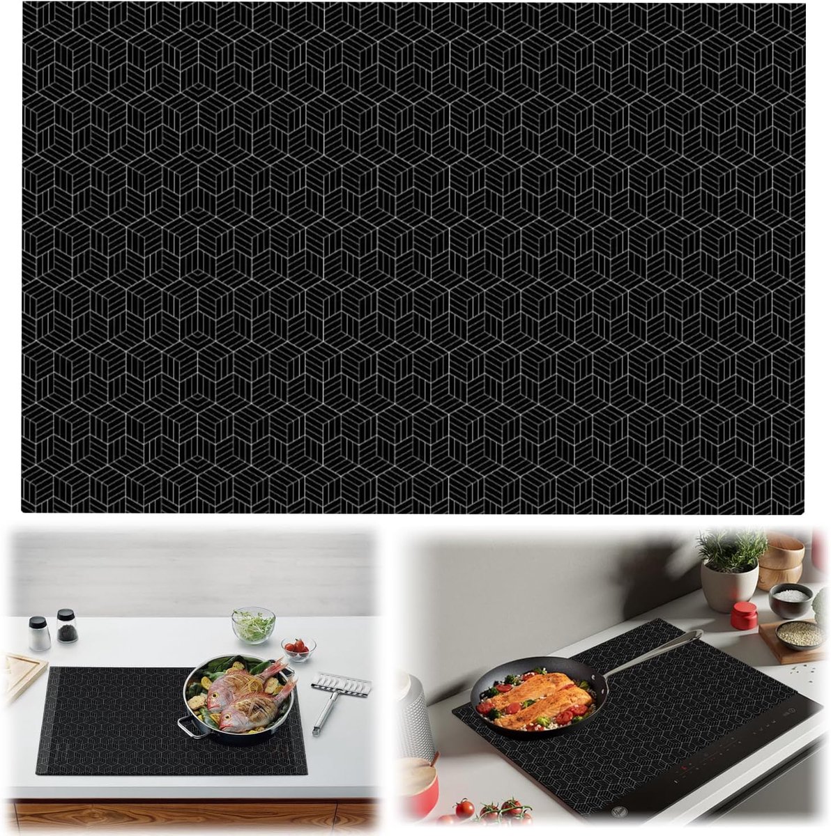 Inductiekookplaat beschermmat 52*78 cm krasbestendige en antislip siliconen kookmat magnetische kookplaatbeschermer