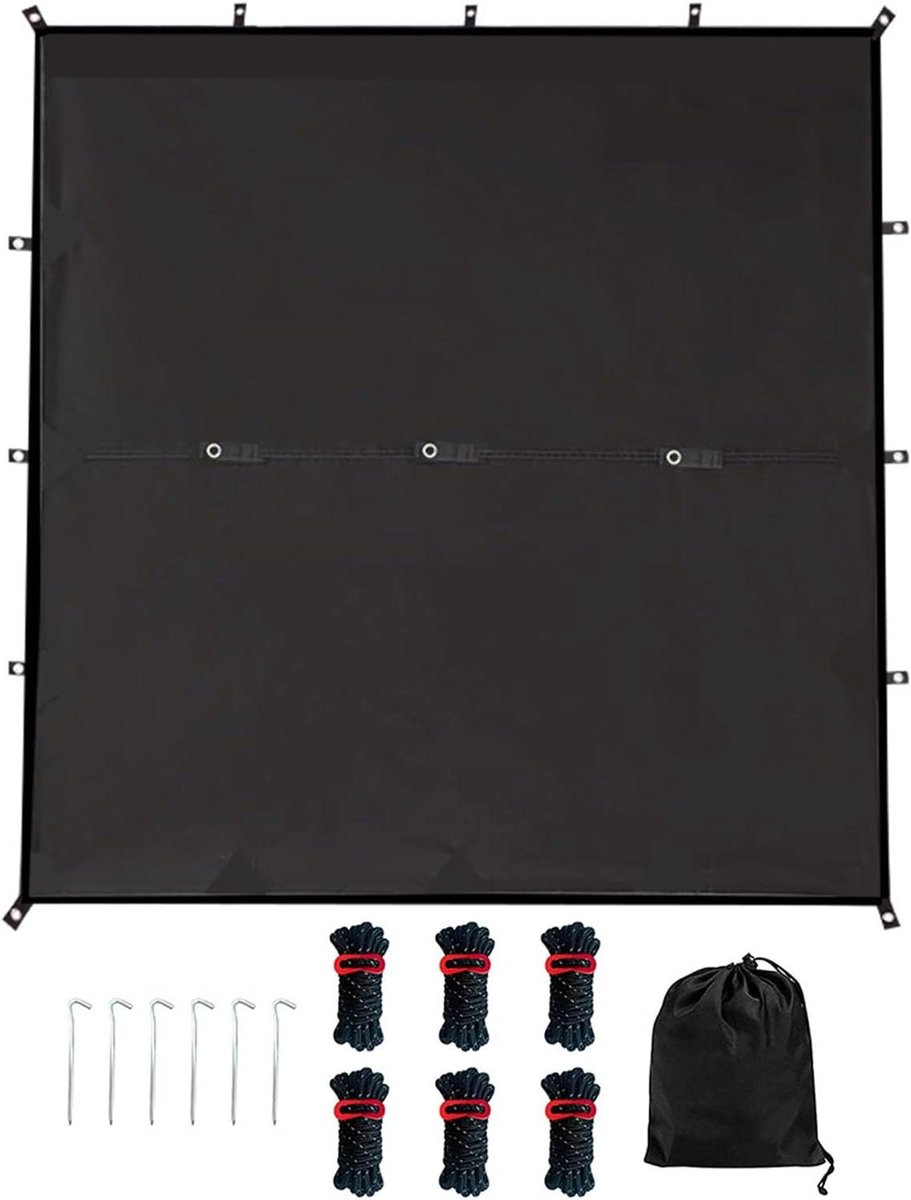 Tentzeil - Campingzeil Regenzeil - Outdoor Bescherming - UV-afweer Techniek - 3.66m x 2.92m - Zwart