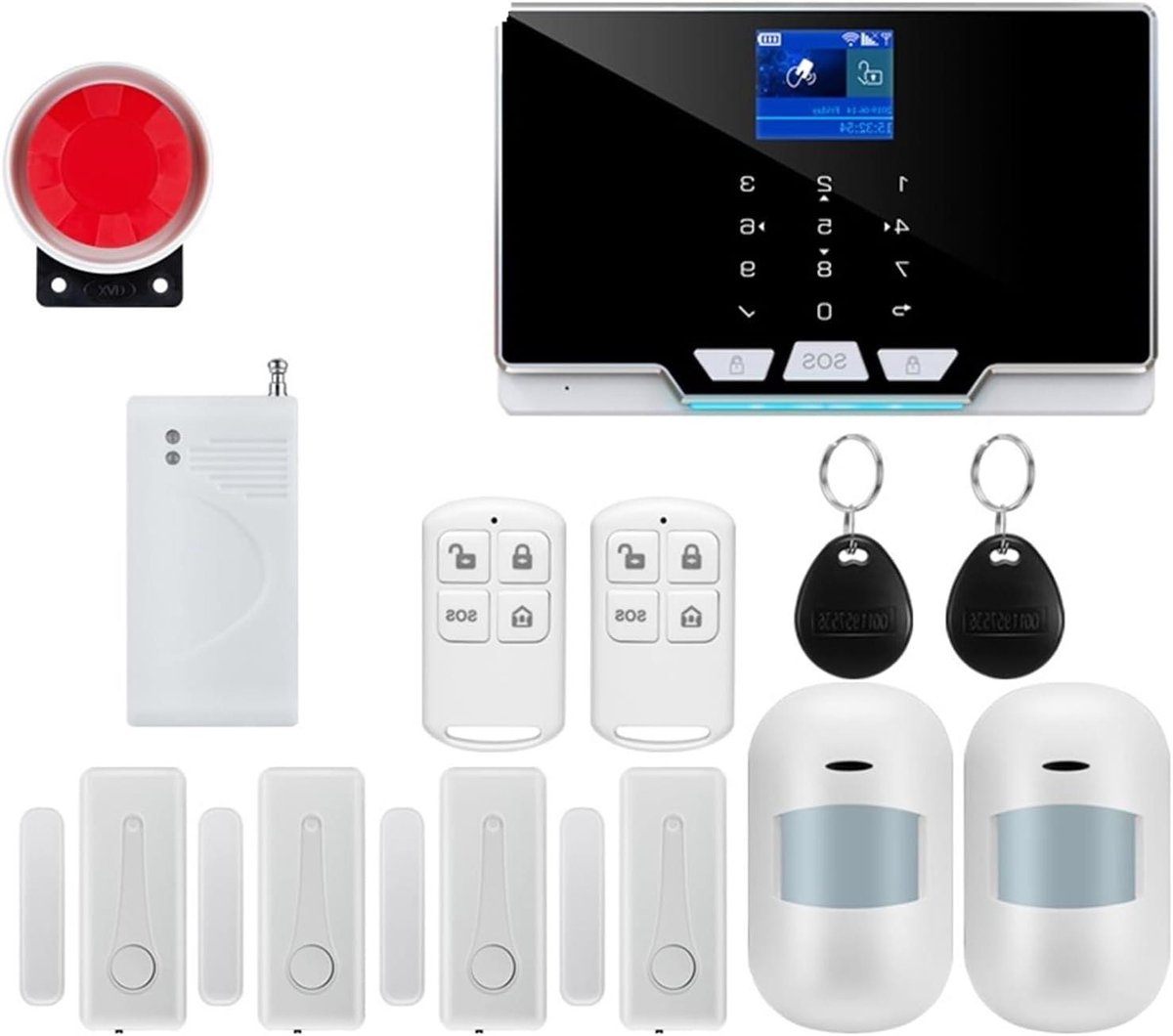 Wifi Alarmsysteem - Draadloos Beveiligingssysteem - Thuis Beveiligen - APP Afstandsbediening - 180x115x20mm - Zwart