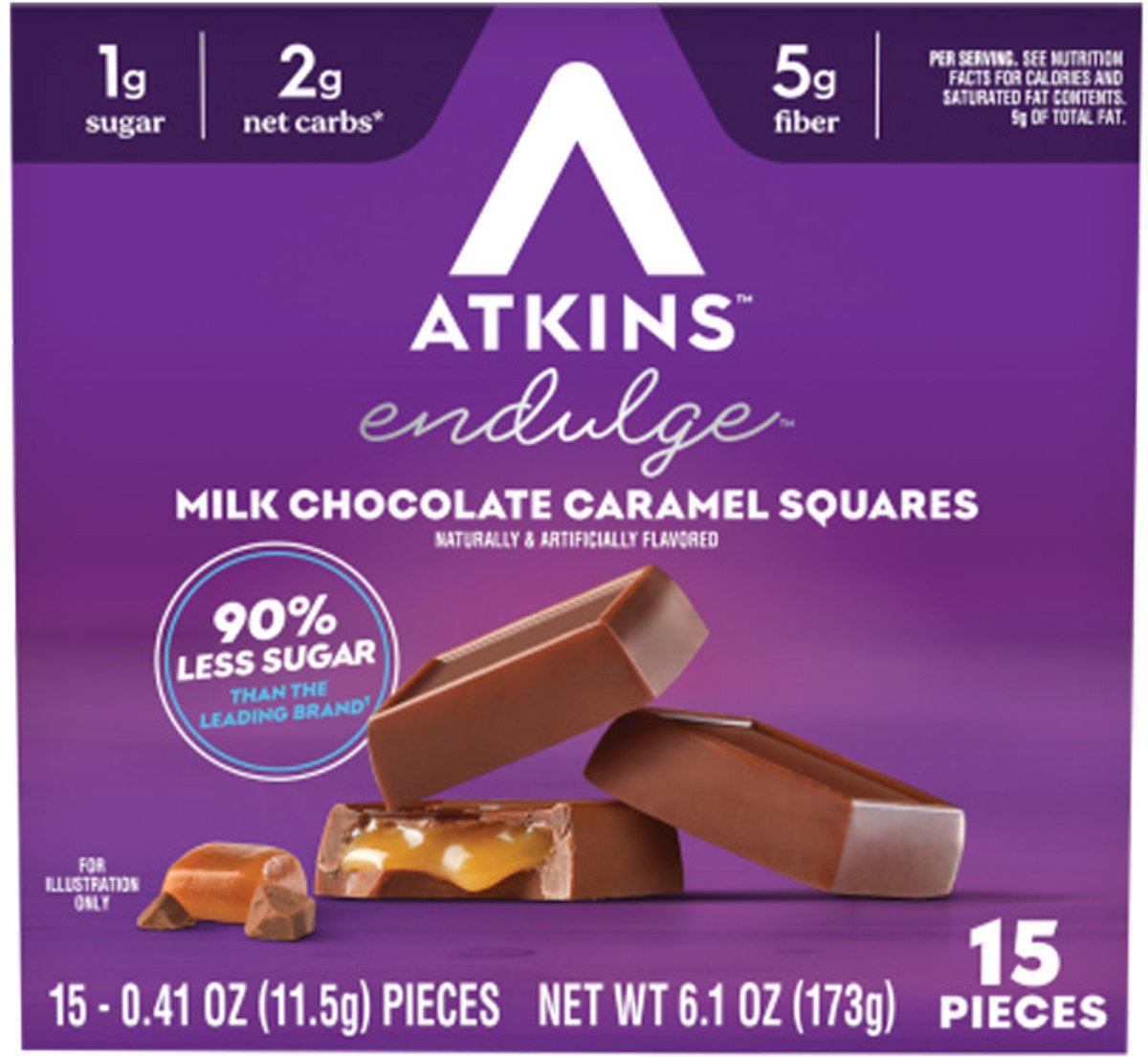 Atkins | Endulge | Milk Chocolate Caramel Squares | 15 x 11,5g | Koolhydraatarm eten doe je zó!