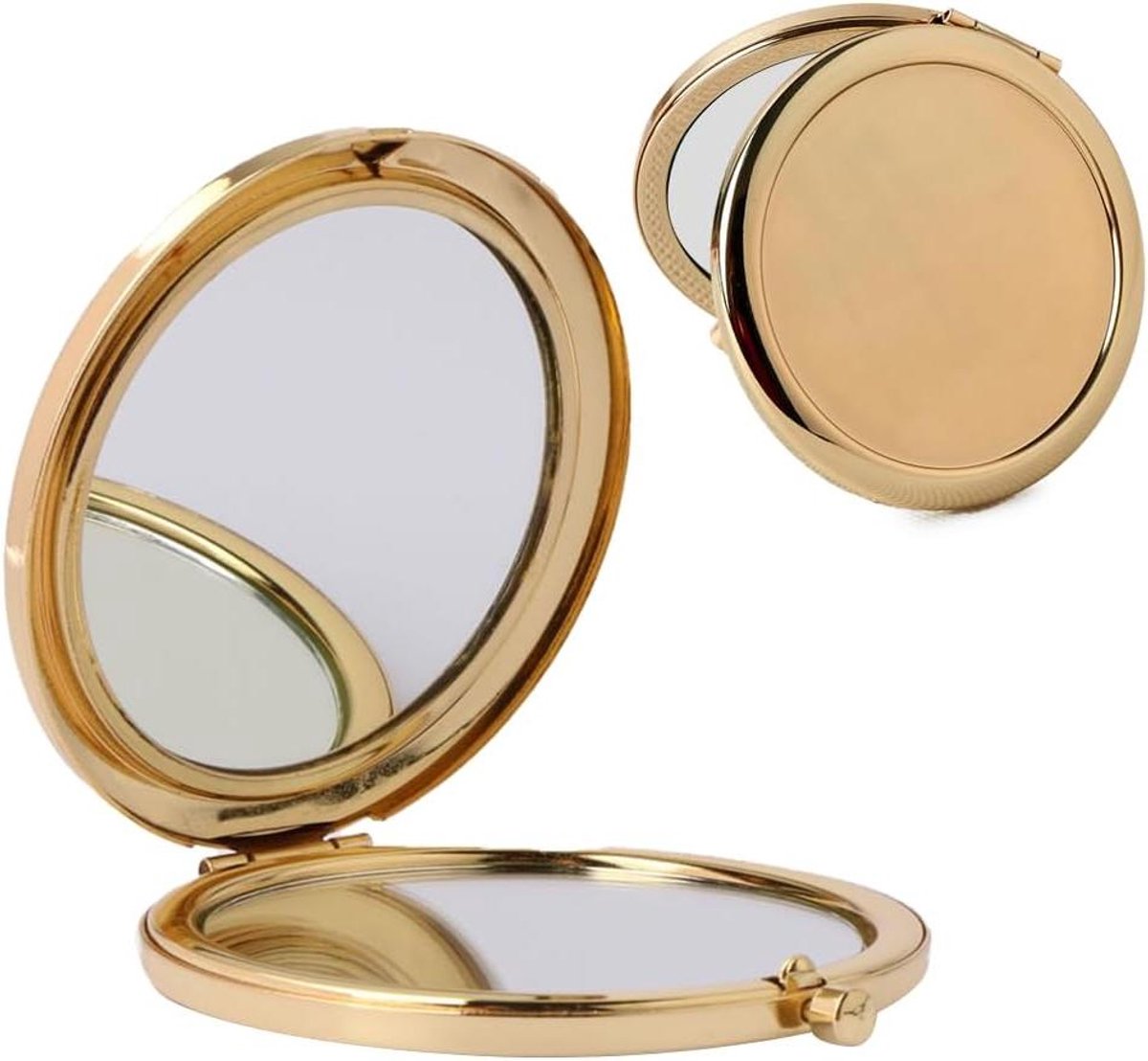 Zakspiegel - Make-up spiegel - Make-up aanbrengen - 2-in-1 design - 7 cm diameter - Goud