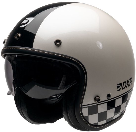 Casque Scooter MOTOBLOUZ ELEMENT CUP - Casque Moto - Casque Jet pour Vespa, Scooter, Moto Cyclomoteur & Cyclo - Blanc - XL