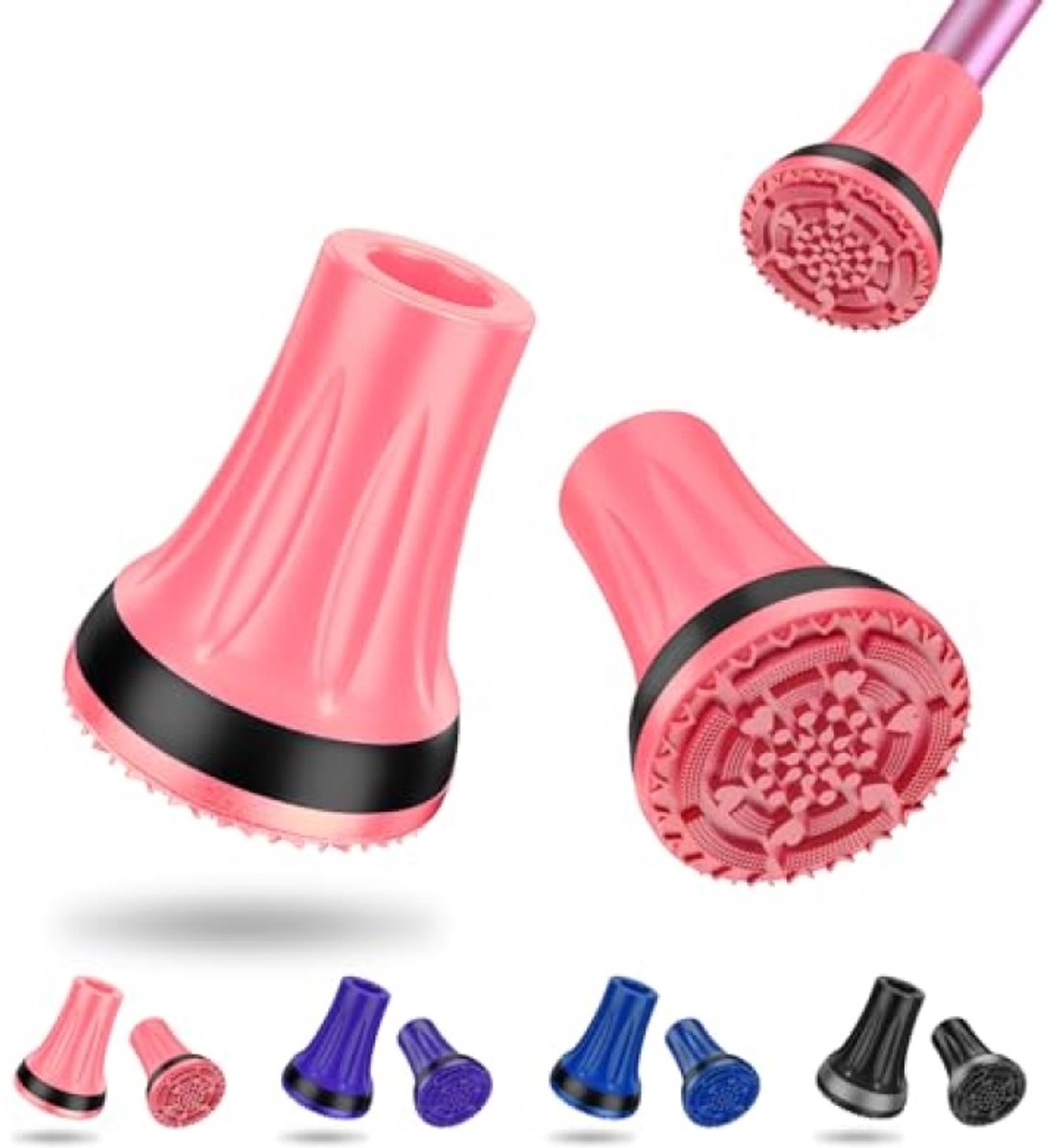 Rubberen Vervangdoppen Voor Krukken 22 mm - Antislip Krukvoeten - 2 Stuks - Roze
