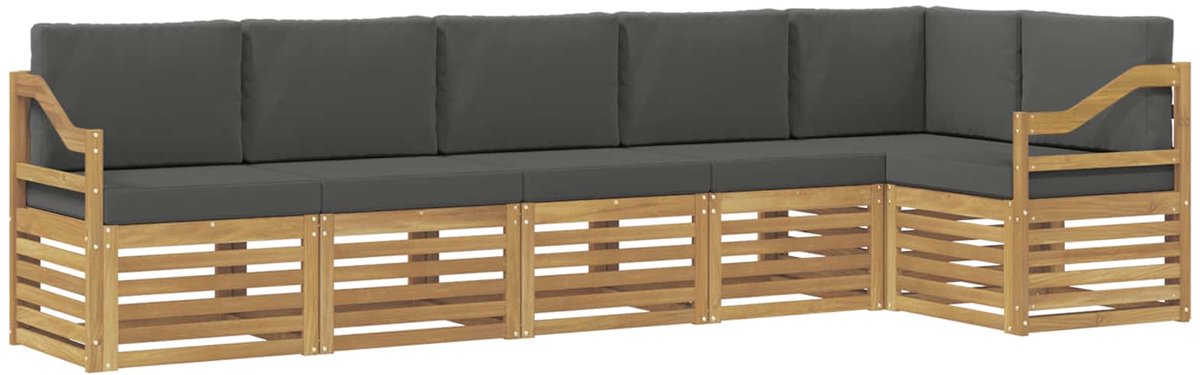 vidaXL Buiten - bank - set - 6 - st - 6-zits - Wit - en - antracietkleurig - Polyester Wit en antracietkleurig