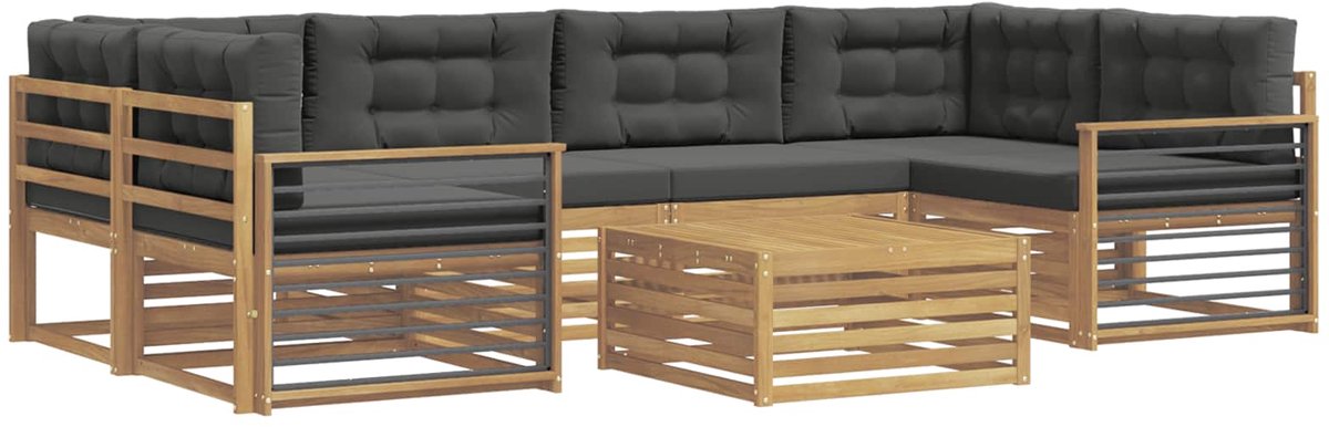 vidaXL Buiten - bank - set - 7 - st - 6-zits - Wit - en - antracietkleurig - Polyester Wit en antracietkleurig